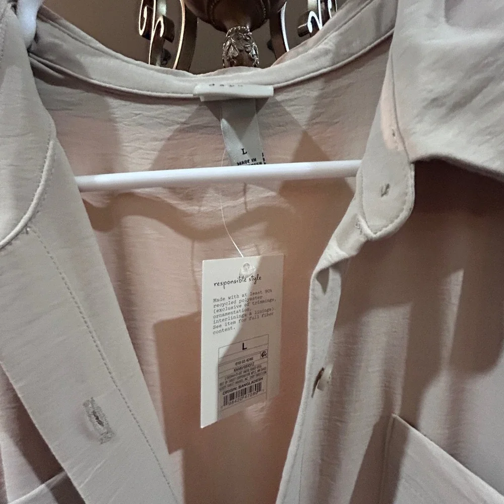 NEW A New Day Womens‎ Utility Button Front Belted Jumper Khaki Size L - Picture 8 of 10
